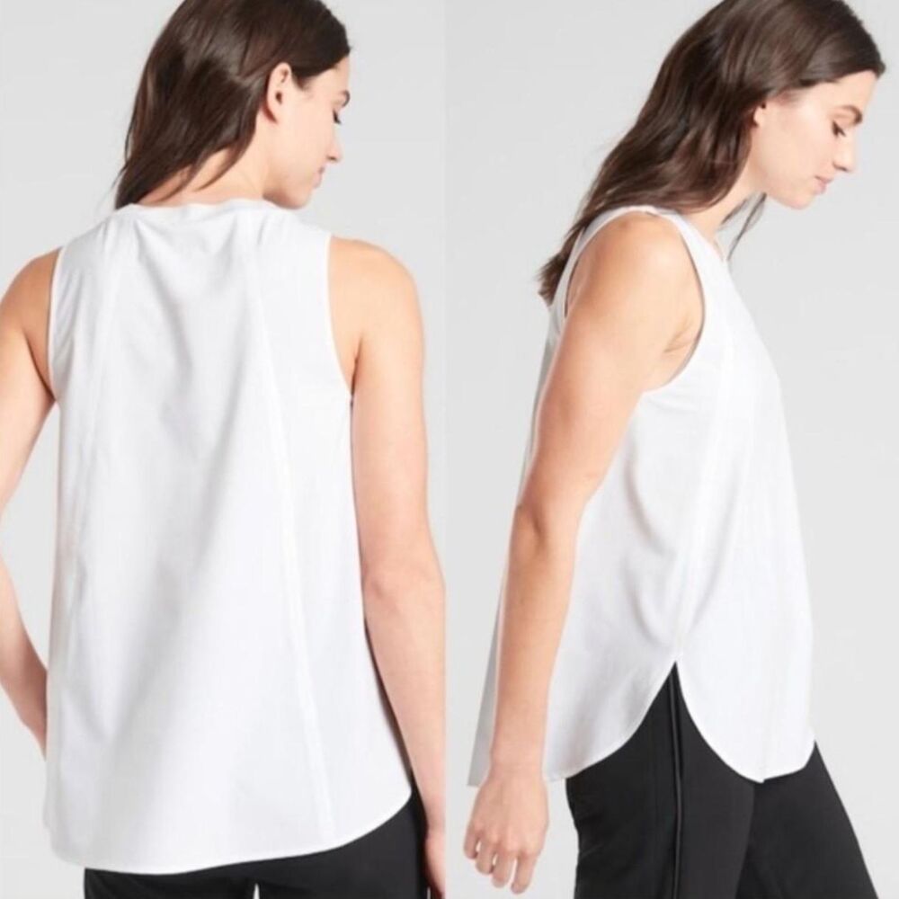Athleta Zephyr Athletic Tank (1X) in Bright White Plus Size Athleisure Gym Yoga - Picture 2 of 13
